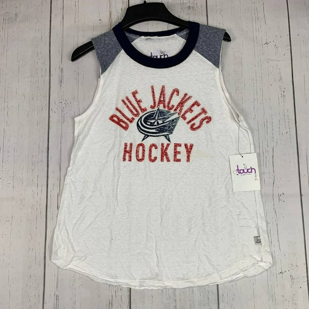 Columbus Blue Jackets NHL Medium Touch Sleeveless Shirt White New Women